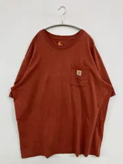 Carhartt カーハート Tシャツ/カットソー 2XL レッド 無地 ワンポイント ブランドロゴ ミドル丈 半袖 クルーネック(丸首) メンズ