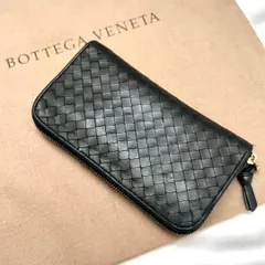 ◇美品◇ボッテガヴェネタ　長財布　ラウンドジップ　ブラック　イントレチャート