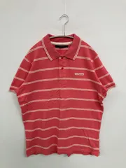 Calvin Klein Jeans カルバンクラインジーンズ ポロシャツ XL ピンク ボーダー柄 ワンポイント ブランドロゴ 半袖 メンズ
