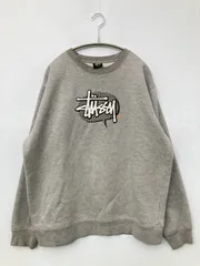 stussy ステューシー スウェット Large グレー コットン 裏起毛 前面プリント ブランドロゴ 長袖 スウェット メンズ レディース