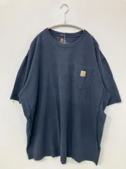 Carhartt カーハート Tシャツ/カットソー XL ネイビー 無地 ワンポイント ブランドロゴ ミドル丈 半袖 クルーネック(丸首) メンズ