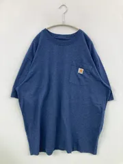 Carhartt カーハート Tシャツ/カットソー XL ブルー 無地 ワンポイント ブランドロゴ ミドル丈 半袖 クルーネック(丸首) メンズ