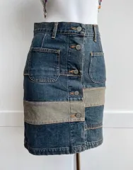 パッチワーク デニム スカート