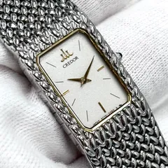 【稼働/新品電池】SEIKO/セイコー CREDOR/クレドール 腕時計 クォーツ レクタンギュラー ミラネーゼ シルバー japan vintageのサムネイル