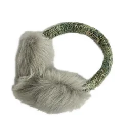 UGG(アグ) 小物美品  - ライトグレー×グリーン×マルチ イヤーマフ／耳あて ウール、ファー