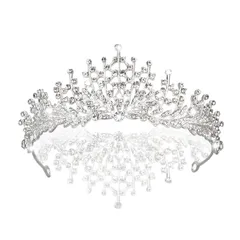 【人気商品】結婚式 ウェディングアクセサリー パール ヘッドドレス ラインストーン カチューシャ 花嫁 パーティー ティアラ ブライダル シルバー 王冠 髪飾り カミカザリ ヘアアクセサリー 撮影/パーティ/七五三/結婚式/成人式/誕生日会/花嫁/ウエディング