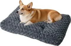 犬 ベッド クッション 秋冬 ペットベッド 洗える 起毛 フワフワ 暖かい 滑り止め 毛が抜けにくい キャットベッド 寝床 ペットマット 小型犬 中型犬 犬猫兼用 ダークグレー (65*48*8CM)