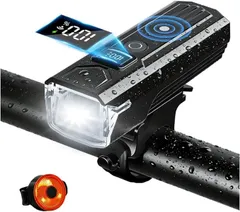 自転車 ライト 【2000LM超高輝度 ＆ 自動点灯】 Type-C充電式 IPX6防水 光センサー搭載 180°照明角度 取り付け簡単 小型 軽量 3200mAh大容量 眩しくない ロードバイク クロスバイク 充電式テールライト付き 通勤 通学 停電 防災のサムネイル