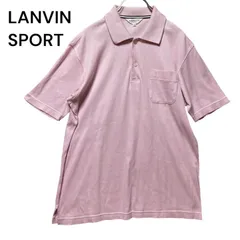 ●棚番号AN-7 LANVIN SPORT ランバン　スポーツ　細リブ　ポロシャツ 半袖　40 ピンク ゴルフウェア メンズ　ロゴ刺繍　綿　コットン100%のサムネイル