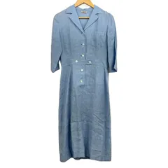 Aquascutum(アクアスキュータム) ワンピース サイズ2S レディース美品  - ライトブルー 七分袖/ロング丈