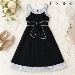 L’EST ROSE エストローズ リボン フレアワンピース 2 M お呼ばれ 上品 フォーマル