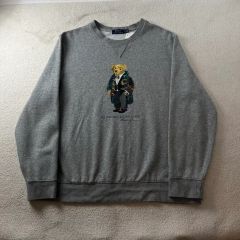 【希少・90s】ポロラルフローレン ポロベア スウェット グレー L 紺ブレ 希少・90s】ポロラルフローレン ポロベア スウェット グレー L 紺ブレ