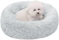 猫 犬 クッション ペットベッド ふわふわ もこもこ ぐっすり眠る 暖かい ドーナツ ラウンド型 可愛い 防寒 寒さ対策 洗える 滑り止め ふかふか猫犬兼用 ソファー 通年 ペット用品