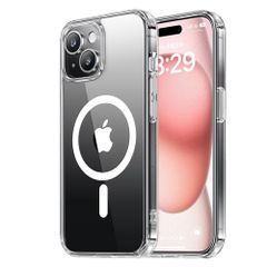 NIMASO 케이스 MagSafe 대응 iPhone 15용 클리어 보호 케이스 황변 방지 마그넷 탑재 머그 세이프 대응 내충격 미군 MIL 규격 SGS 인증 PC 배면 상처 방지 박형 범퍼 무선 충전 대응 스트랩 홀 첨부 아이폰 pms
