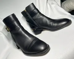 希少 JIMMY CHOOジミーチュウ ブランドロゴゴールド金具&ブラックレザー ヒールアップ サイドジップブーツ 40 25cm 身長5cm up! メンズのサムネイル