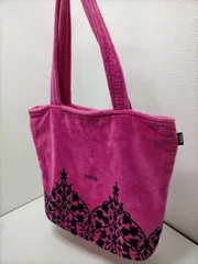 【送料無料】 トートバッグ 横浜ナナ ピンク／ブラック  ベロア調 刺繍 nana ロゴ ショルダー レディース バッグ　251106-1Tのサムネイル