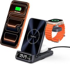 SwanScout 3in1 무선 충전기, iPhone 충전 스탠드, 접이식, 두는 것만, iPhone 17/16/15/14/13/12 시리즈에 대응, Apple Watch, AirPods에 대응(어댑터 별매), SwanS ca629c99