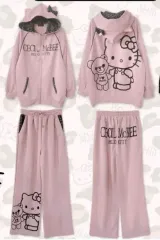 新品) ギャル CECIL McBEE セシルマクビー レオパード HELLO KITTY(ハローキティ) ドン・キホーテ フード トレーナー ピンク セットアップ