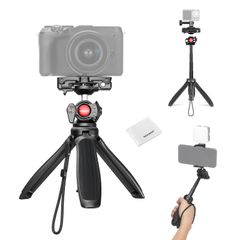 Brand New NEEWER Smartphone Tripod Stand 38cm Selfie Stick Extendable with Smartphone Holder and Action Camera Mount Adapter Compatible with iPhone/Hero 12 11 10 9 Mini Travel Tripod Stand with Cleaning Cloth for Travel Vlogs/Videos