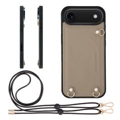 신품 HANATORA for iPhone 17Air 케이스 MagSafe 대응 가죽 내충격 범퍼형 스마트폰 케이스 스마트폰 숄더 스트랩 첨부 슈링크 레더 선물 머그 세이프 대응 그레이쥬 D3GZ-17Air-Grege