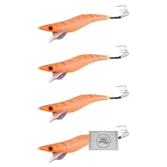 マルシン オクトパスタップ タコエギ ４個 セット タコ釣り専用設計 オリジナルティッシュ付き (オールオレンジ, 4.0号)