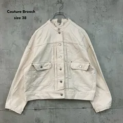 Couture Brooch クチュールブローチ size 38 アイボリー デニム ジャケット Gジャン バックレースアップ リボン ノーカラー ブルゾン アウター カジュアル  生成り 白 服 ★ ■◇のサムネイル