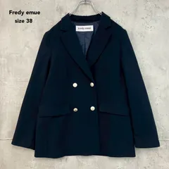 Fredy emue フレディエミュ 38 ネイビー アウター テーラードジャケット ダブルブレスト 紺 ブレザー 金ボタン 紺ブレ 羽織 上着 ポケット オフィス カジュアル 通勤 通学 キレイめ 上品 服 ★ ■◇のサムネイル