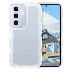 VENINGO Galaxy S24 ケース ギャラクシーS24 ケース クリア ウェーブ おしゃれ TPU+PC 韓国 かわいい 可愛い スマホケース 人気 シンプル 滑り止め 薄型 軽量 耐衝撃 指紋防止 レンズ保護 ストラップホール付き シリコン TPU