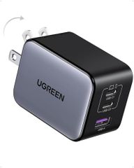 UGREEN NexodeX [Our Smallest Compared] 65W Charger with 2 x USB-C and 1 x USB-A, featuring a new generation GaN Infinity chip, proprietary Airpyra technology, and PD3.0/QC4+ support. Ideal for home, business trips, and travel. Suitable for laptops, iPads, and iPhone 17/16. (a2dab156)