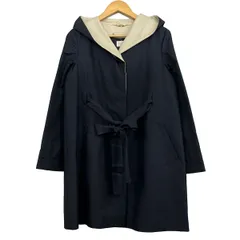 HARRODS(ハロッズ) コート サイズ3 L レディース - ネイビー×ベージュ 春/秋/長袖/フード付き/ウエストベルトのサムネイル