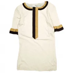 新品 DRIES VAN NOTEN ドリスヴァンノッテン 24SS HAPPY TAPE 8606 W.K.POLO グログランテープ Tシャツ 241-011144-8606-100 S CREAM 定価55,000円 半袖 ヘンリーネック カットソーのサムネイル