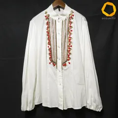 #anc エスカーダ ESCADA シャツ ブラウス 34 白 赤 ブロンズ スタンドカラー ビーズ  レディース [962019]のサムネイル