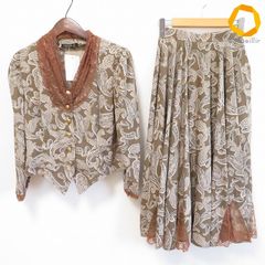 レオナール◎セットアップ(F)チャイナ服 ベスト ロングスカート シルク