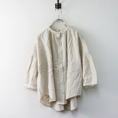 マーブルシュッド marble SUD バンドカラー 刺繍 ストライプ ブラウス ｜ベージュ 長袖 トップス【2400014976441】のサムネイル