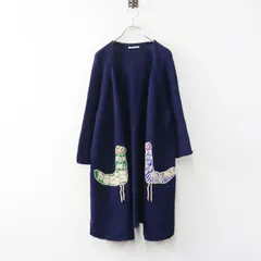 ミナペルホネン mina perhonen mingling カーディガン 38＼ネイビー ニット 刺繍 羽織り ロング コットン 鳥【2400014975246】のサムネイル