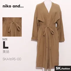 美品 niko and... ワンピース ロング丈　長袖　シンプル　ウエストリボン　Vネック