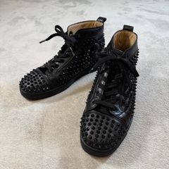ルブタン 靴 スニーカー 24.5 25.0 黒 ブラック スタッズ とげとげ