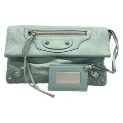 BALENCIAGA clutch bag - 319381 Light Blue Leather