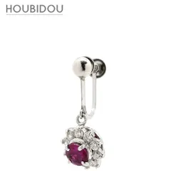 イヤリング ルビー 0.48ct ダイヤ 片耳用 プラチナシルバー レッド 赤 プラチナ スイング ネジ式 【中古】