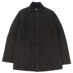 良品○MOORER ムーレー 20AW ETTORE-ME レザー ロゴタブ スタンドカラー ダブルジップ ムートンジャケット 濃茶 46 正規品 メンズ 良品○MOORER ムーレー 20AW ETTORE-ME レザー ロゴタブ スタンド