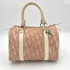 Christian Dior D金具 クリスチャンディオール トロッター柄 ミニボストンバッグ ハンドバッグ PVC×レザー ピンク