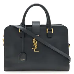 SAINT LAURENT PARIS サン ローラン パリ YSL イブサンローラン モノグラム カバス ハンドバッグ 2WAY ショルダー レザー ダークネイビー 357395
