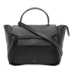 CELINE セリーヌ ベルトバッグ ミニ ハンドバッグ 2WAY ショルダーバッグ セミショルダー 肩掛け レザー ブラック 黒 ゴールド金具 176103