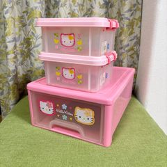 平成 レトロ ハローキティ 収納ボックス 3段ケース キャスター付き