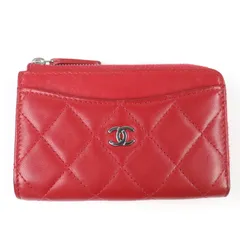 【ドンドン見直し】良品☆CHANEL シャネル ココマーク マトラッセ ラムスキン フラグメントケース コインケース レッド シルバー金具 箱・保存袋付き イタリア製 レディース