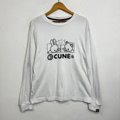 CUNE キューン L/S Tee バトル ロンT 長袖 両面 ビッグ ロゴ プリント コットン ホワイト M E600のサムネイル
