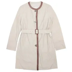 美品 MONCLER モンクレール PREMIERE PYROLE ノーカラーコート ジャケット ブルゾン アウター レザートリミング 1 べージュ レディース 古着 中古 USED