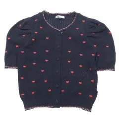 未使用 DOUBLE STANDARD CLOTHING ダブルスタンダードクロージング ハート刺繍パフスリーブサマーニット 0209-080-262 36 ネイビー レディース 古着 中古 USEDのサムネイル