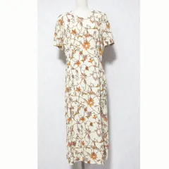美品 DAKS ダックス 花柄 半袖ワンピース 11-701717 11AR ベージュ レディース 古着 中古 USEDのサムネイル