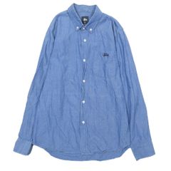90s stussy ssロゴ ボタンダウン ネルシャツ ネイビー - メルカリ